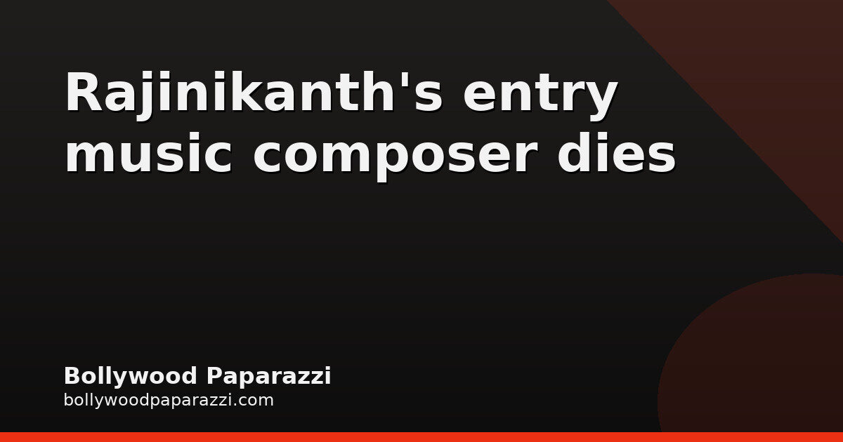 Tamil Composer Deva, 75, Dies in Chennai After Heart Attack